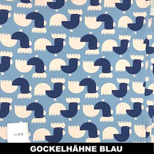 Retro Gockelhähne blau/weiß