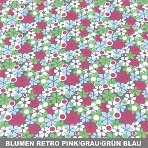 Blumen retro pink/grau/blau/grün