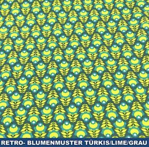 Retro Blumenmuster türkis/lime