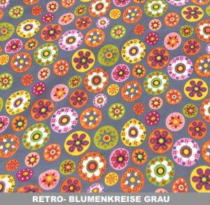 Retro Blumenkreise grau