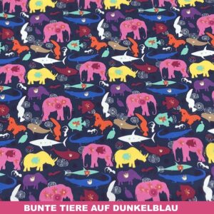 Bunte Tiere auf dunkelblau