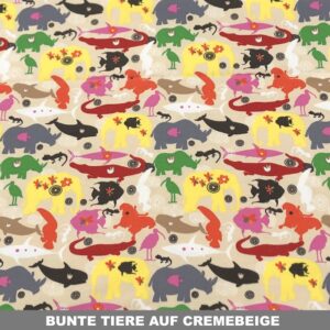 Bunte Tiere auf cremebeige